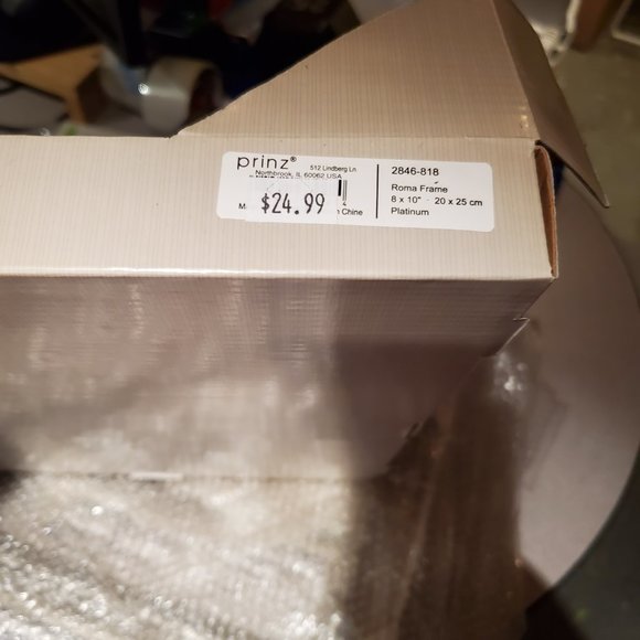 Prinz Roma Antique Silver Carved Wood 8"x10" Photo Frame #2846-818, New in Box - Picture 3 of 3